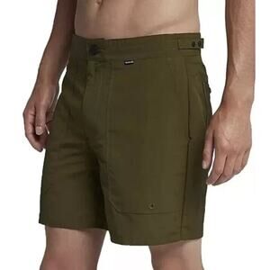 Hurley Mens AJ2631 Trails Fashion 17" Length Walk Sz 36 shorts Olive Canvas $55
